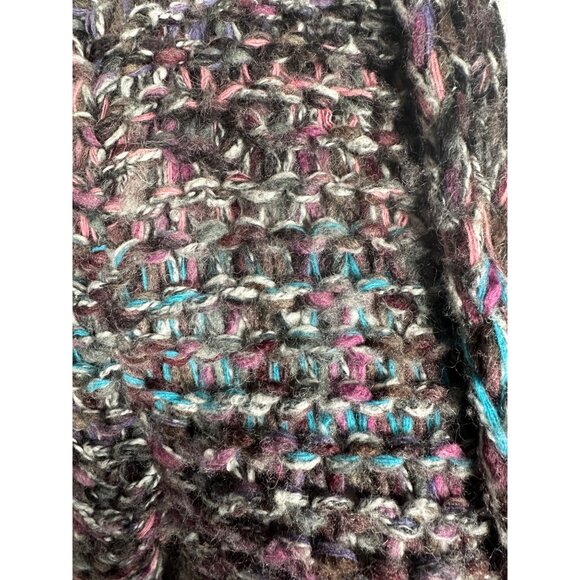 Anthropologie Moth Chunky Knit Open Cardigan Sweater Large Multicolor Cozy Boho - Picture 7 of 11